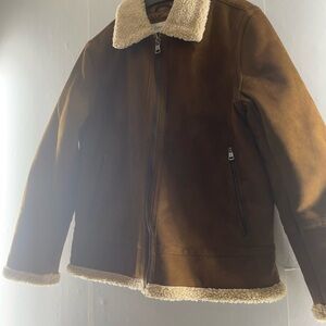 Calvin Klein Brown Shearling Bomber Jacket